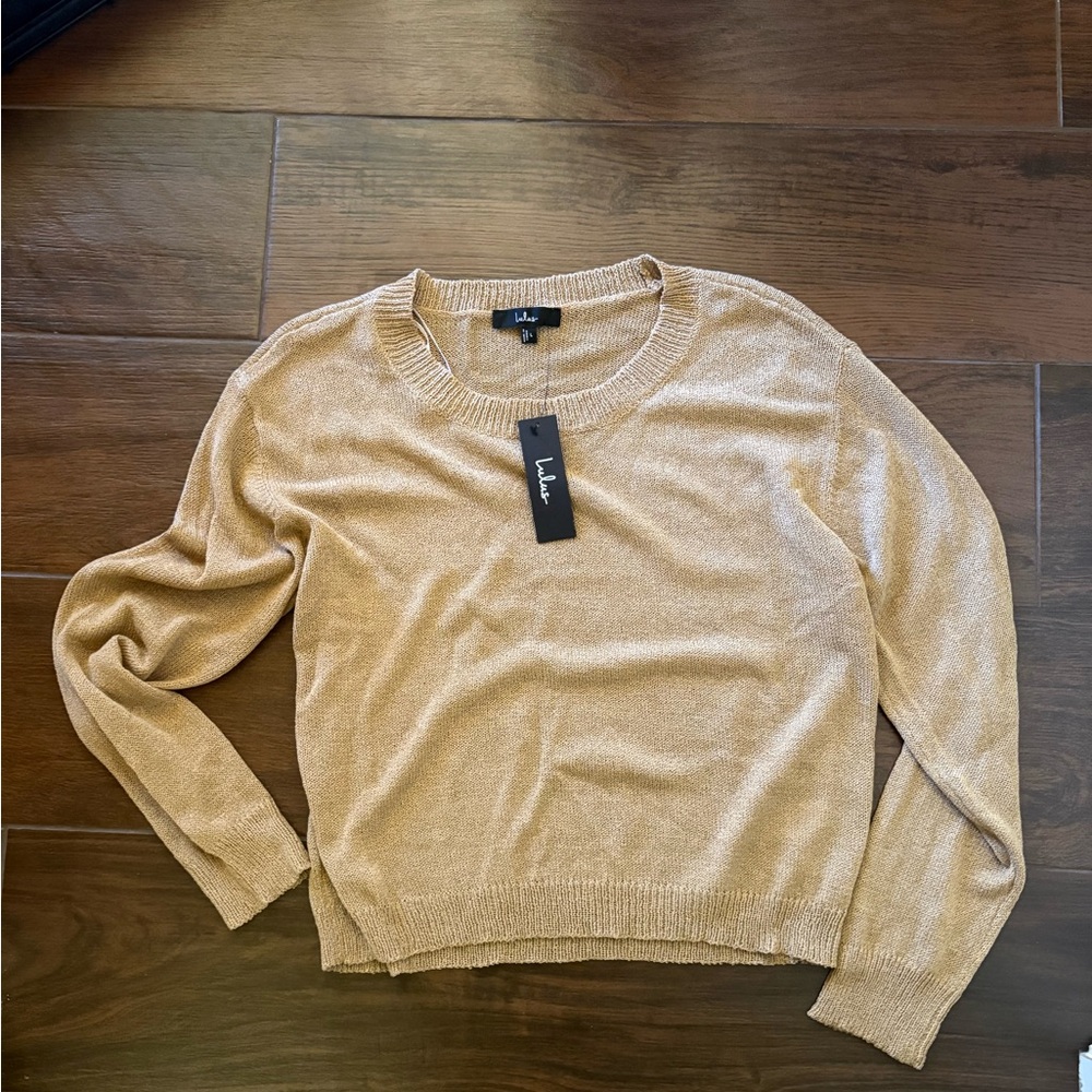 Lulu's Light Gold Crewneck Sweater